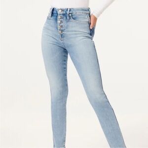 NWT GOOD AMERICAN HIGH RISE BUTTON FLY JEANS GOOD CURVY SKINNY BLUE861 4/27